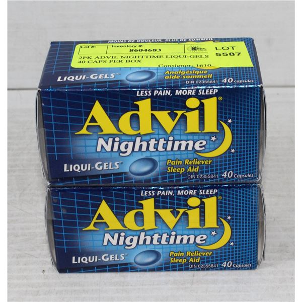 2PK ADVIL NIGHTTIME LIQUI-GELS, 40 CAPS PER BOX