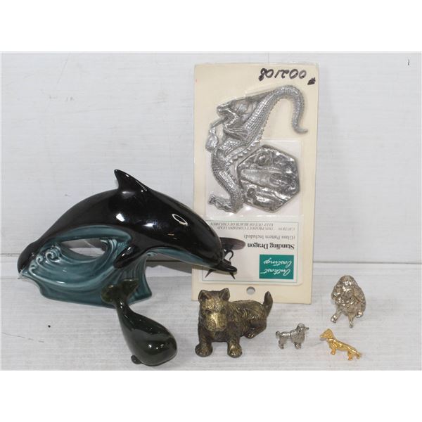 LOT WITH 3 METAL MINATURE DOGS