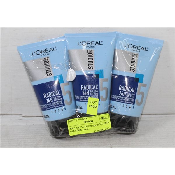 3PK L'OREAL STUDIO RADICAL 24HR GEL FIBRE 150ML