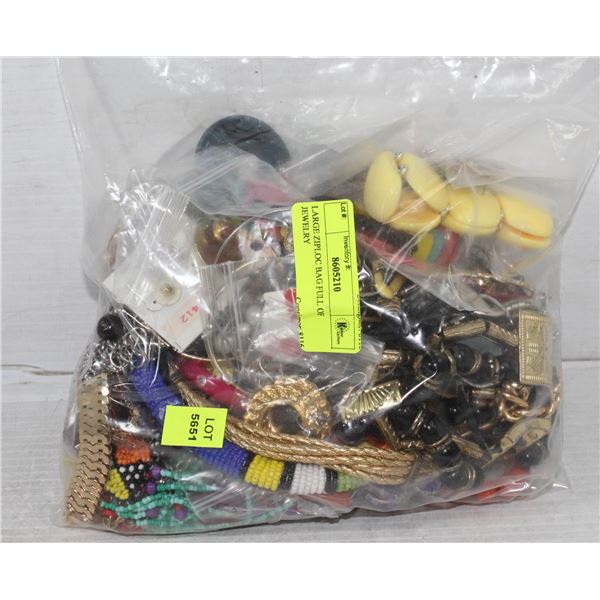 LARGE ZIPLOC BAG FULL OF JEWELRY