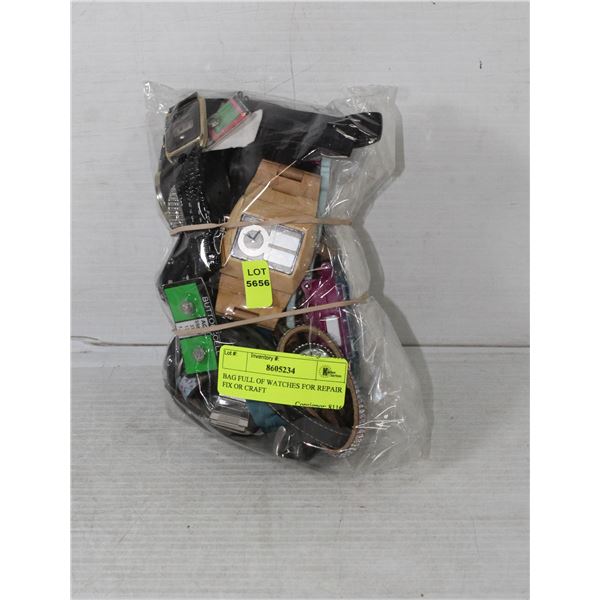 BAG FULL OF WATCHES FOR REPAIR FIX OR CRAFT
