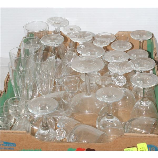 FLAT OF ASSORTED  GLASSWARE