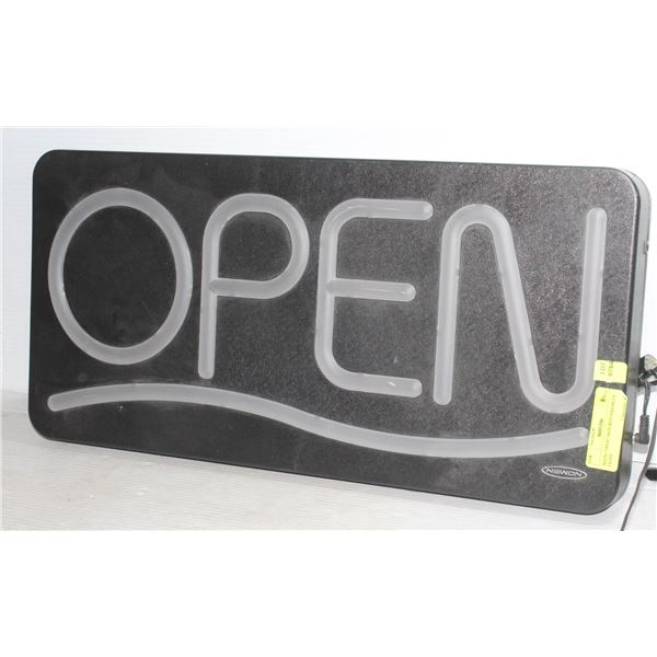 NEON "OPEN" SIGN RED AND BLUE LIGHT