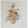 Image 2 : JS72-41 14K YELLOW GOLD 3 DIAMONDS FLOWER PENDANT