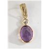 Image 2 : JS72-45 14K YELLOW GOLD AMETHYST & DIAMOND PENDANT