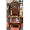 Image 1 : CLAW FOOT LEATHER STUDDED SOLID WOOD THRONE