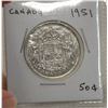 Image 1 : 1951 CANADIAN SILVER FIFTY CENT COIN