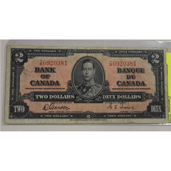 1937 CANADIAN $2 BILL