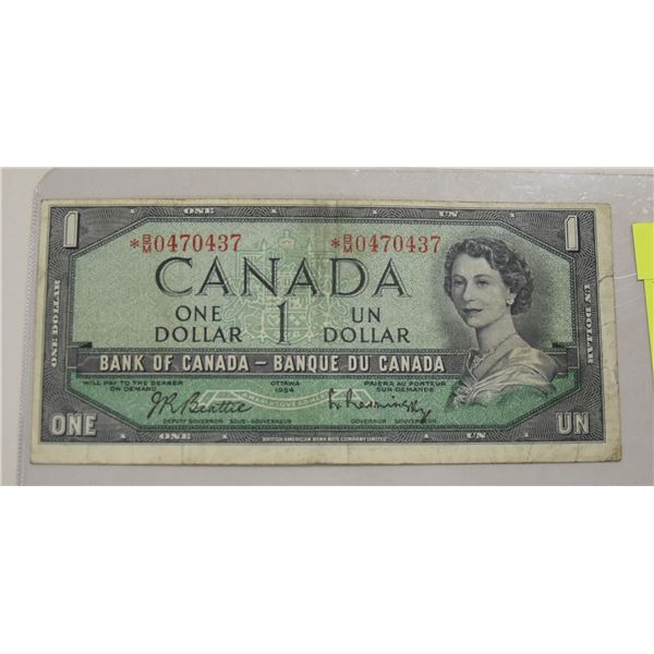 1954 CANADIAN REPLACEMENT $1 BILL