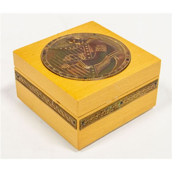 VINTAGE UKRANIAN WOOD / METAL TRINKET BOX