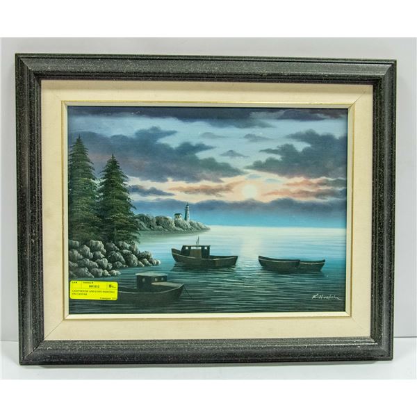 LIGHTHOUSE AND COVE PAINTING ON CANVAS