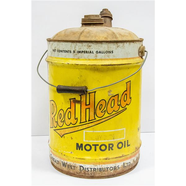 5 IMPERIAL GALLON "RED HEAD" OIL CAN