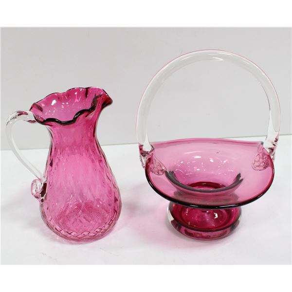 CRANBERRY GLASS DECOR PIECES