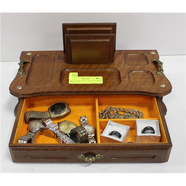 MENS JEWELLERY VALET BOX WITH CONTENTS