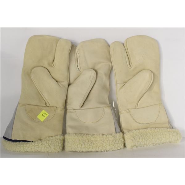 LOT OF 3 LEATHER MITTS
