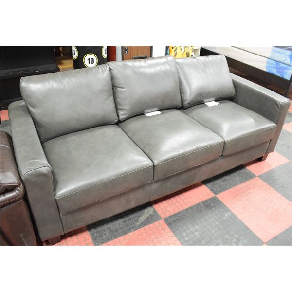 DARK GREY GENUINE LEATHER SOFA