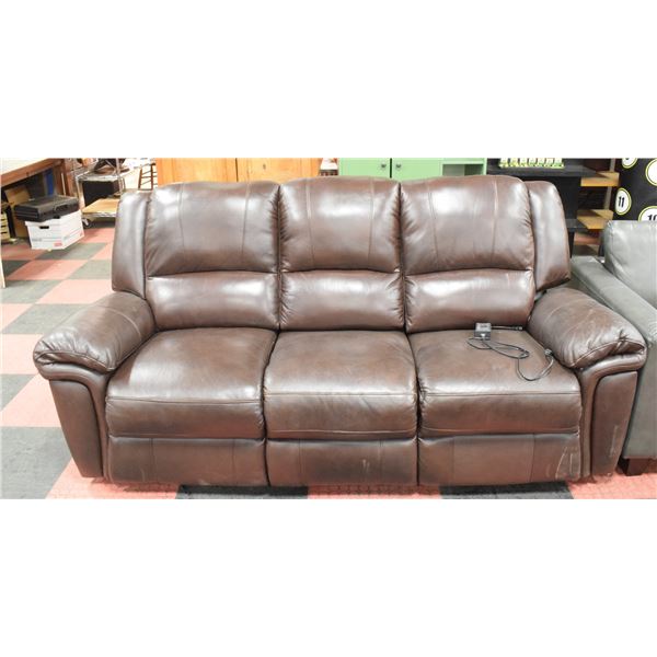 DARK BROWN GENUINE LEATHER ELECTRIC RECLINING SOFA