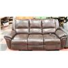 Image 1 : DARK BROWN GENUINE LEATHER ELECTRIC RECLINING SOFA