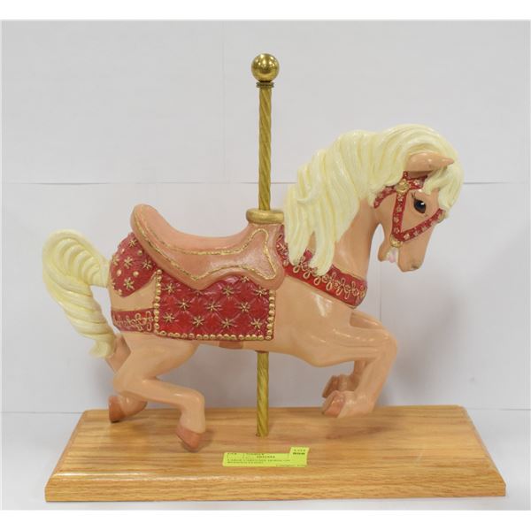 CAROUSEL HORSE ON WOODEN STAND