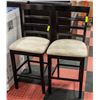 Image 1 : PAIR OF SOLID DARK WOOD PUB-HEIGHT PADDED