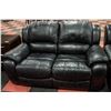 Image 1 : FURNITURE BLACK LEATHER RECLINING LOVESEAT + CHAIR
