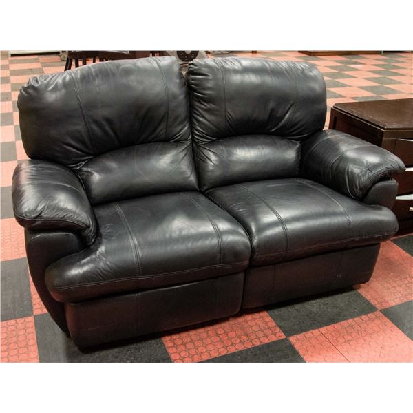 BLACK LEATHER DUAL RECLINER LOVE SEAT/SOFA -