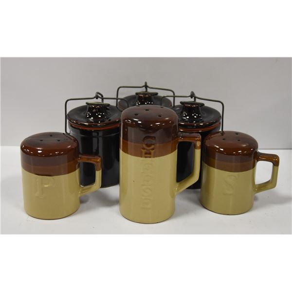 LOT OF 3 VINTAGE CHEESE CONTAINER AND SALT & PEPPE