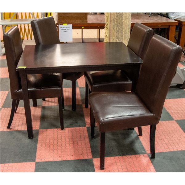 SOLID DARK WOOD KITCHEN TABLE WITH 4