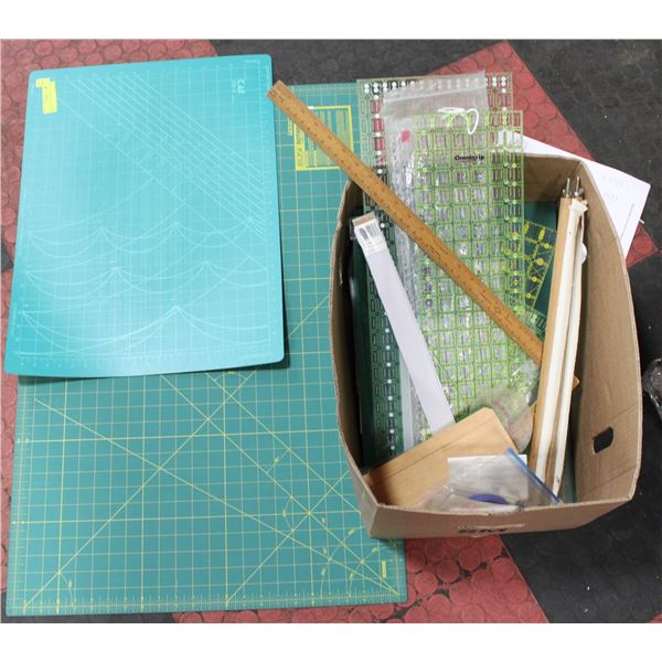 QUILTING ROTARY MATS + ROTARY CUTTERS.