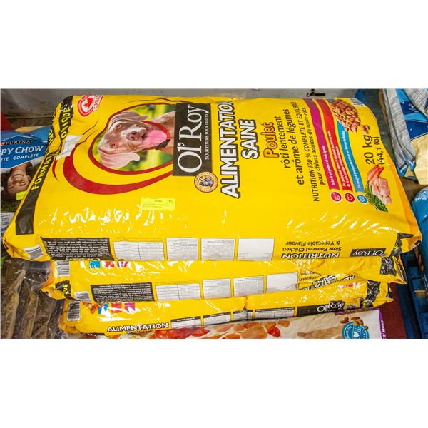 3 BAGS OF 20KG OL'ROY SLOW ROASTED CHICKEN &