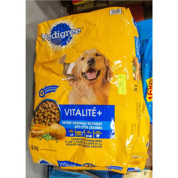 5 BAGS OF 8KG PEDIGREE VITALITY+ DOG FOOD.