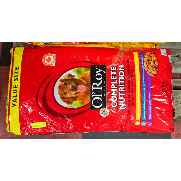 18KG BAG OF OL'ROY COMPLETE NUTRITION DOG FOOD.