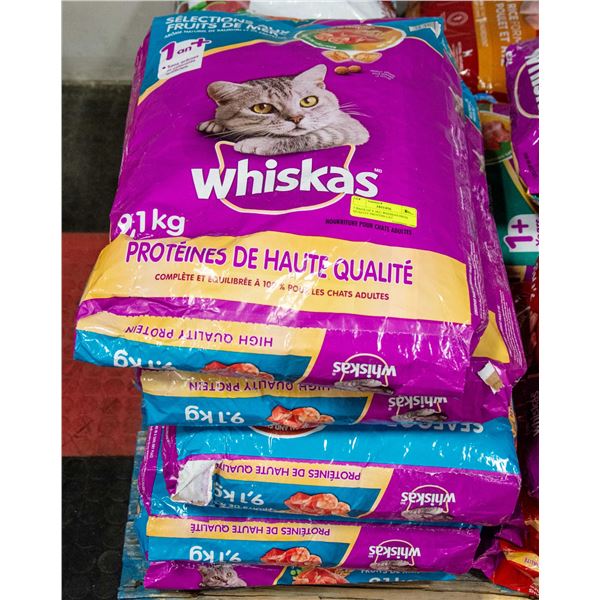 5 BAGS OF 9.1KG WHISKAS HIGH QUALITY PROTEIN CAT