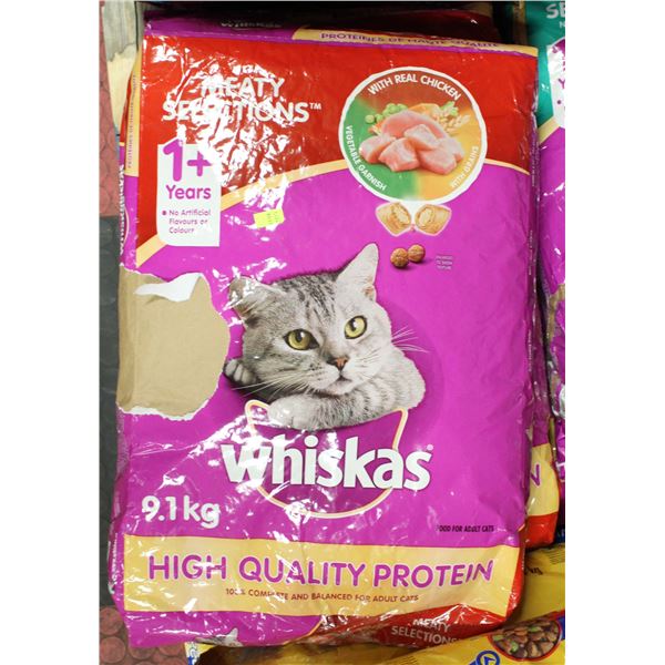 3 BAGS OF 9.1KG WHISKAS MEATY SELECTIONS WITH REAL