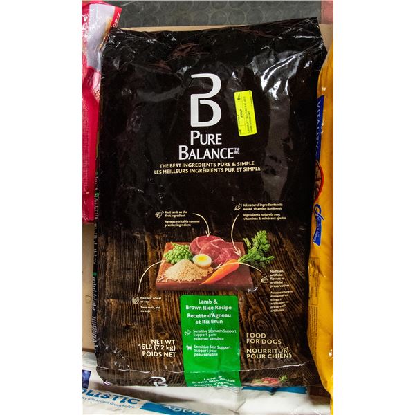 2 BAGS OF 7.2KG PURE BALANCE LAMB AND BROWN
