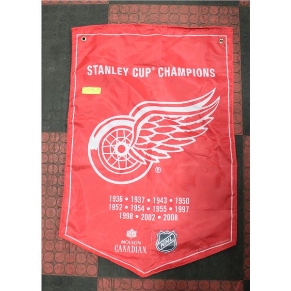 DETROIT RED WINGS STANLEY CUP FABRIC BANNER