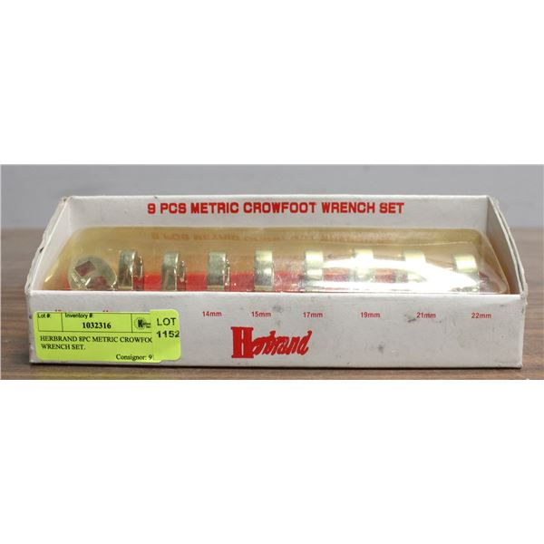 HERBRAND 8PC METRIC CROWFOOT WRENCH SET.