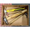 Image 1 : BOX OF HAMMERS INCLUDING LARGE HICKORY HANDLE