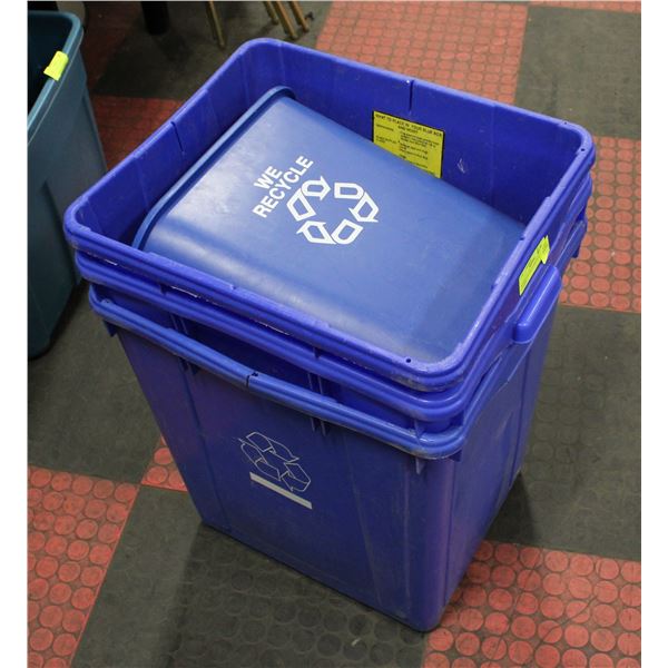 BUNDLE OF 4 BLUE RECYCLE BINS - 2 LARGE, 1