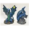 Image 1 : PAIR OF BLUE HANDPAINTED DRAGONS