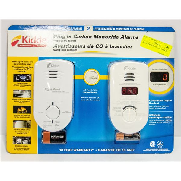 SEALED KIDDE PLUG IN CARBON MONOXIDE ALARMS