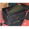 Image 1 : BLACK WICKER PADDED SEAT ROLLING FOOT STOOL/