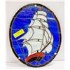 Image 1 : SHIP MOTIF GLASS DISPLAY APPROX 16" TALL