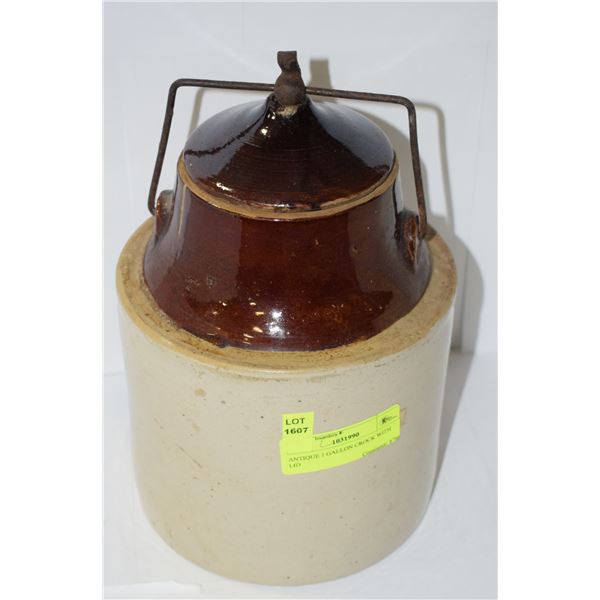 ANTIQUE 1 GALLON CROCK WITH LID