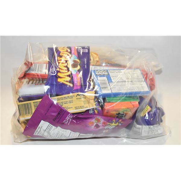 BAG OF ASSORTED BRAND NAME CHOCOLATE + CANDY