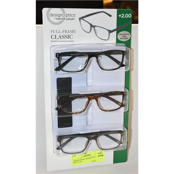 FOSTER GRANT READING GLASSES 3 PACK +2.00