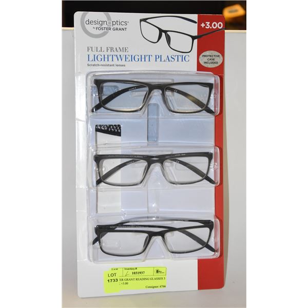 FOSTER GRANT READING GLASSES 3 PACK +3.00