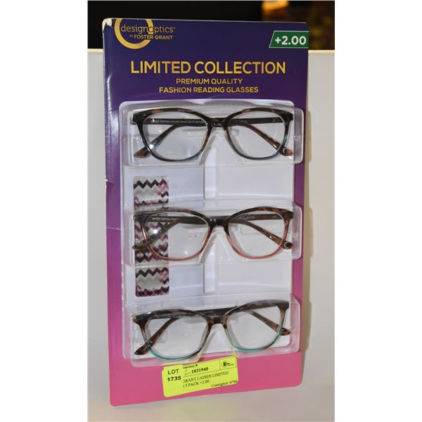 FOSTER GRANT LADIES LIMITED GLASSES 3 PACK +2.00