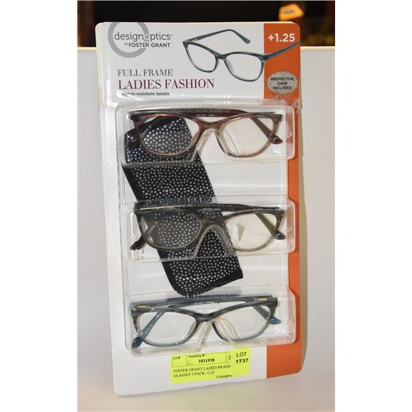 FOSTER GRANT LADIES READING GLASSES 3 PACK +1.25