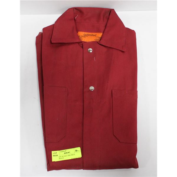 RED SIZE 38 TALL ONE PIECE COVERALLS